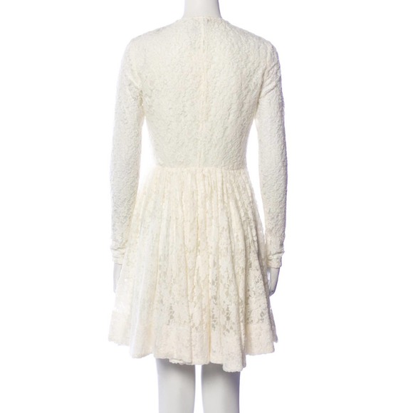 Maje Robby Soft Ecru Cream Black Velvet Ribbon Lace Up Dress 2 M - Picture 8 of 12